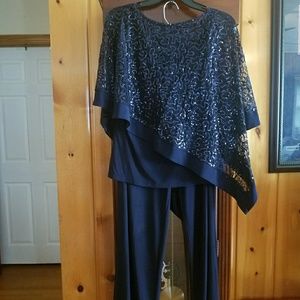 Navy blue sequin lady pants